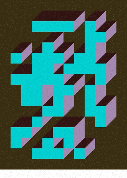 Edward Zajec 'in 1971' deki Il Cubo 'sunun uygulanması. Esasen 8 taştan oluşan bir Truchet fayans seti ve yerleştirme sanatı illüstrasyonu için kurallar