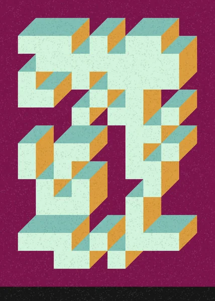 Edward Zajec 'in 1971' deki Il Cubo 'sunun uygulanması. Esasen 8 taştan oluşan bir Truchet fayans seti ve yerleştirme sanatı illüstrasyonu için kurallar