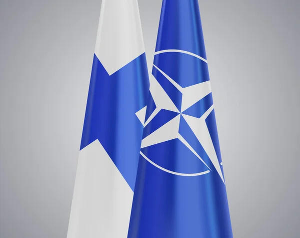 Finland Nato Flags Russia Flag Conceptual Illustration — Stock Vector