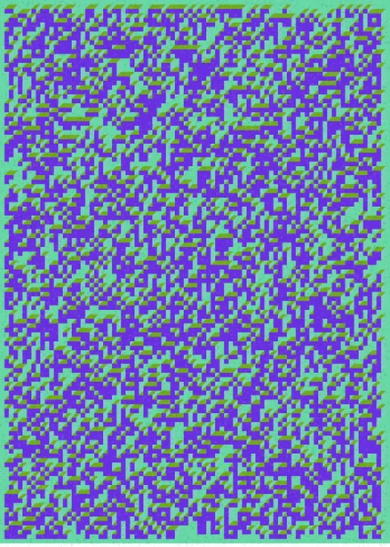 Edward Zajec 'in 1971' deki Il Cubo 'sunun uygulanması. Esasen 8 taştan oluşan bir Truchet fayans seti ve yerleştirme sanatı illüstrasyonu için kurallar