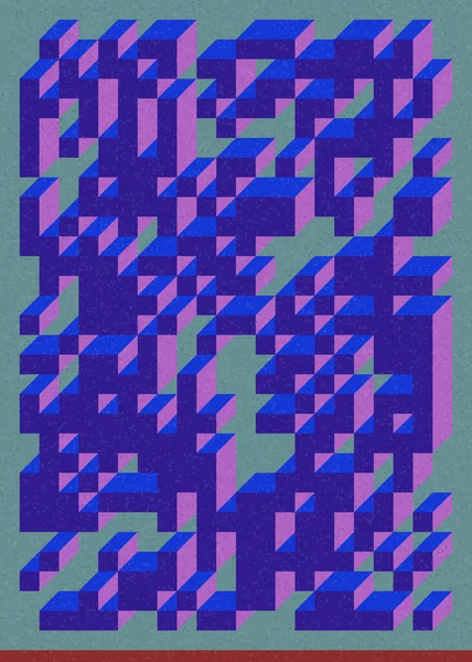 Edward Zajec 'in 1971' deki Il Cubo 'sunun uygulanması. Esasen 8 taştan oluşan bir Truchet fayans seti ve yerleştirme sanatı illüstrasyonu için kurallar