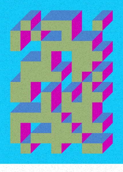 Edward Zajec 'in 1971' deki Il Cubo 'sunun uygulanması. Esasen 8 taştan oluşan bir Truchet fayans seti ve yerleştirme sanatı illüstrasyonu için kurallar