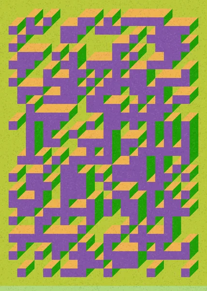 Edward Zajec 'in 1971' deki Il Cubo 'sunun uygulanması. Esasen 8 taştan oluşan bir Truchet fayans seti ve yerleştirme sanatı illüstrasyonu için kurallar