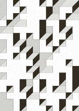 Edward Zajec 'in 1971' deki Il Cubo 'sunun uygulanması. Esasen 8 taştan oluşan bir Truchet fayans seti ve yerleştirme sanatı illüstrasyonu için kurallar