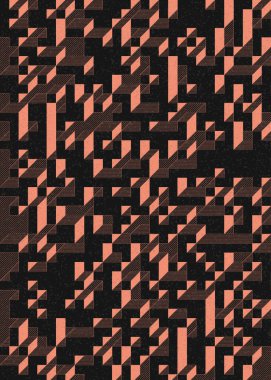 Edward Zajec 'in 1971' deki Il Cubo 'sunun uygulanması. Esasen 8 taştan oluşan bir Truchet fayans seti ve yerleştirme sanatı illüstrasyonu için kurallar