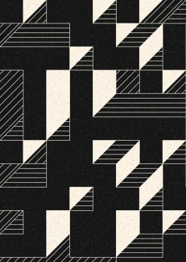 Edward Zajec 'in 1971' deki Il Cubo 'sunun uygulanması. Esasen 8 taştan oluşan bir Truchet fayans seti ve yerleştirme sanatı illüstrasyonu için kurallar