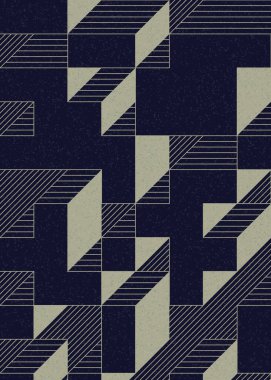 Edward Zajec 'in 1971' deki Il Cubo 'sunun uygulanması. Esasen 8 taştan oluşan bir Truchet fayans seti ve yerleştirme sanatı illüstrasyonu için kurallar