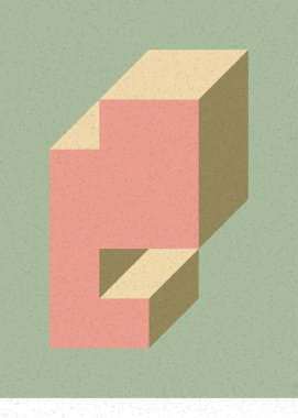 Edward Zajec 'in 1971' deki Il Cubo 'sunun uygulanması. Esasen 8 taştan oluşan bir Truchet fayans seti ve yerleştirme sanatı illüstrasyonu için kurallar