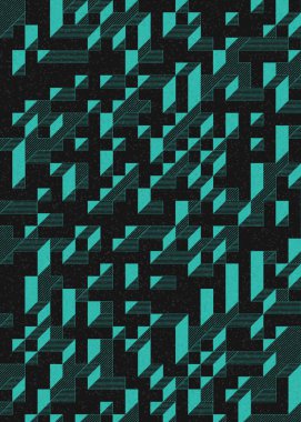 Edward Zajec 'in 1971' deki Il Cubo 'sunun uygulanması. Esasen 8 taştan oluşan bir Truchet fayans seti ve yerleştirme sanatı illüstrasyonu için kurallar