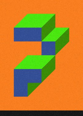 Edward Zajec 'in 1971' deki Il Cubo 'sunun uygulanması. Esasen 8 taştan oluşan bir Truchet fayans seti ve yerleştirme sanatı illüstrasyonu için kurallar