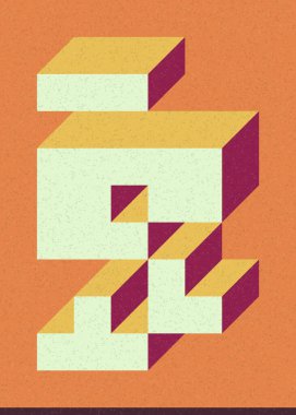 Edward Zajec 'in 1971' deki Il Cubo 'sunun uygulanması. Esasen 8 taştan oluşan bir Truchet fayans seti ve yerleştirme sanatı illüstrasyonu için kurallar