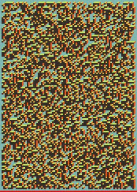 Edward Zajec 'in 1971' deki Il Cubo 'sunun uygulanması. Esasen 8 taştan oluşan bir Truchet fayans seti ve yerleştirme sanatı illüstrasyonu için kurallar