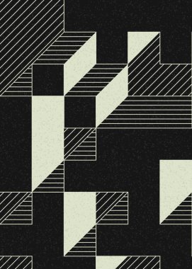 Edward Zajec 'in 1971' deki Il Cubo 'sunun uygulanması. Esasen 8 taştan oluşan bir Truchet fayans seti ve yerleştirme sanatı illüstrasyonu için kurallar