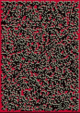 Edward Zajec 'in 1971' deki Il Cubo 'sunun uygulanması. Esasen 8 taştan oluşan bir Truchet fayans seti ve yerleştirme sanatı illüstrasyonu için kurallar