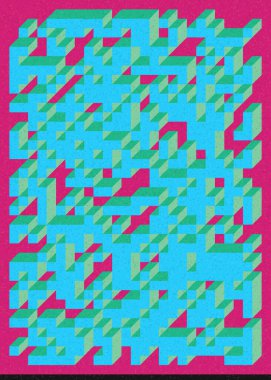 Edward Zajec 'in 1971' deki Il Cubo 'sunun uygulanması. Esasen 8 taştan oluşan bir Truchet fayans seti ve yerleştirme sanatı illüstrasyonu için kurallar