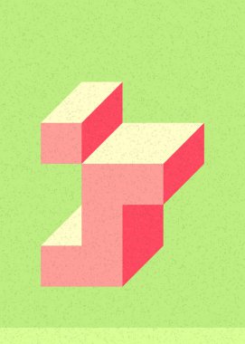 Edward Zajec 'in 1971' deki Il Cubo 'sunun uygulanması. Esasen 8 taştan oluşan bir Truchet fayans seti ve yerleştirme sanatı illüstrasyonu için kurallar