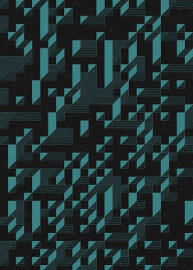 Edward Zajec 'in 1971' deki Il Cubo 'sunun uygulanması. Esasen 8 taştan oluşan bir Truchet fayans seti ve yerleştirme sanatı illüstrasyonu için kurallar