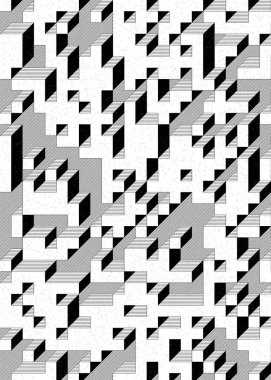 Edward Zajec 'in 1971' deki Il Cubo 'sunun uygulanması. Esasen 8 taştan oluşan bir Truchet fayans seti ve yerleştirme sanatı illüstrasyonu için kurallar