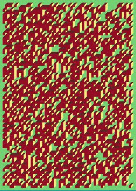 Edward Zajec 'in 1971' deki Il Cubo 'sunun uygulanması. Esasen 8 taştan oluşan bir Truchet fayans seti ve yerleştirme sanatı illüstrasyonu için kurallar