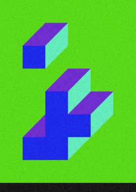 Edward Zajec 'in 1971' deki Il Cubo 'sunun uygulanması. Esasen 8 taştan oluşan bir Truchet fayans seti ve yerleştirme sanatı illüstrasyonu için kurallar