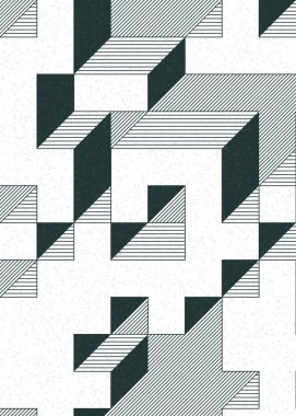 Edward Zajec 'in 1971' deki Il Cubo 'sunun uygulanması. Esasen 8 taştan oluşan bir Truchet fayans seti ve yerleştirme sanatı illüstrasyonu için kurallar