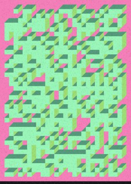 Edward Zajec 'in 1971' deki Il Cubo 'sunun uygulanması. Esasen 8 taştan oluşan bir Truchet fayans seti ve yerleştirme sanatı illüstrasyonu için kurallar