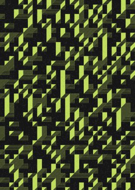 Edward Zajec 'in 1971' deki Il Cubo 'sunun uygulanması. Esasen 8 taştan oluşan bir Truchet fayans seti ve yerleştirme sanatı illüstrasyonu için kurallar