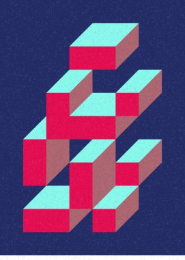 Edward Zajec 'in 1971' deki Il Cubo 'sunun uygulanması. Esasen 8 taştan oluşan bir Truchet fayans seti ve yerleştirme sanatı illüstrasyonu için kurallar