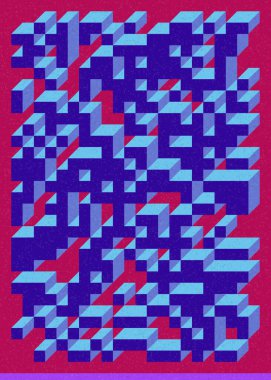 Edward Zajec 'in 1971' deki Il Cubo 'sunun uygulanması. Esasen 8 taştan oluşan bir Truchet fayans seti ve yerleştirme sanatı illüstrasyonu için kurallar