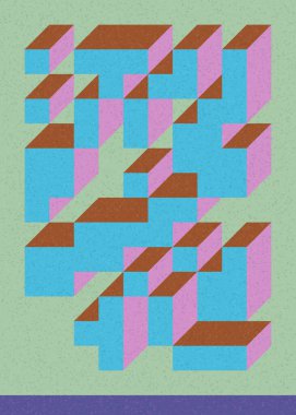 Edward Zajec 'in 1971' deki Il Cubo 'sunun uygulanması. Esasen 8 taştan oluşan bir Truchet fayans seti ve yerleştirme sanatı illüstrasyonu için kurallar