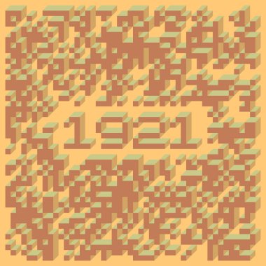 Edward Zajec 'in 1971' deki Il Cubo 'sunun uygulanması. Esasen 8 taştan oluşan bir Truchet fayans seti ve yerleştirme sanatı illüstrasyonu için kurallar