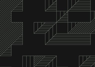 Edward Zajec 'in 1971' deki Il Cubo 'sunun uygulanması. Esasen 8 taştan oluşan bir Truchet fayans seti ve yerleştirme sanatı illüstrasyonu için kurallar