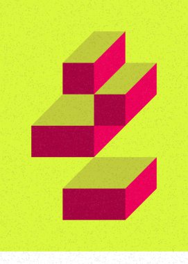 Edward Zajec 'in 1971' deki Il Cubo 'sunun uygulanması. Esasen 8 taştan oluşan bir Truchet fayans seti ve yerleştirme sanatı illüstrasyonu için kurallar