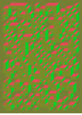 Edward Zajec 'in 1971' deki Il Cubo 'sunun uygulanması. Esasen 8 taştan oluşan bir Truchet fayans seti ve yerleştirme sanatı illüstrasyonu için kurallar