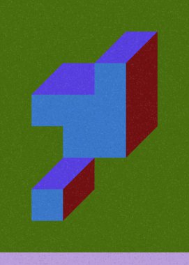 Edward Zajec 'in 1971' deki Il Cubo 'sunun uygulanması. Esasen 8 taştan oluşan bir Truchet fayans seti ve yerleştirme sanatı illüstrasyonu için kurallar