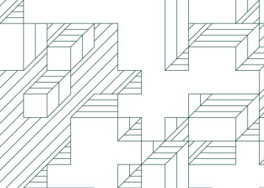 Edward Zajec 'in 1971' deki Il Cubo 'sunun uygulanması. Esasen 8 taştan oluşan bir Truchet fayans seti ve yerleştirme sanatı illüstrasyonu için kurallar