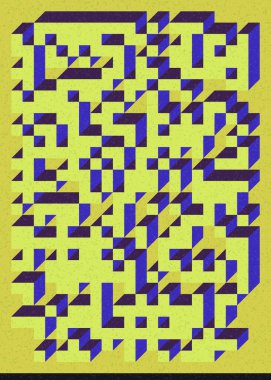 Edward Zajec 'in 1971' deki Il Cubo 'sunun uygulanması. Esasen 8 taştan oluşan bir Truchet fayans seti ve yerleştirme sanatı illüstrasyonu için kurallar