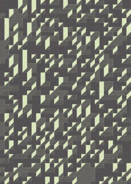 Edward Zajec 'in 1971' deki Il Cubo 'sunun uygulanması. Esasen 8 taştan oluşan bir Truchet fayans seti ve yerleştirme sanatı illüstrasyonu için kurallar