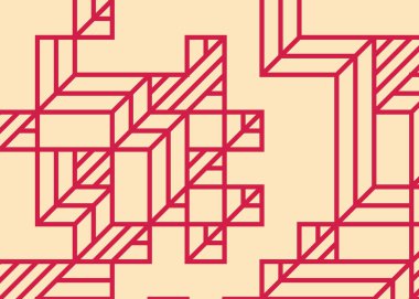 Edward Zajec 'in 1971' deki Il Cubo 'sunun uygulanması. Esasen 8 taştan oluşan bir Truchet fayans seti ve yerleştirme sanatı illüstrasyonu için kurallar