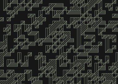 Edward Zajec 'in 1971' deki Il Cubo 'sunun uygulanması. Esasen 8 taştan oluşan bir Truchet fayans seti ve yerleştirme sanatı illüstrasyonu için kurallar