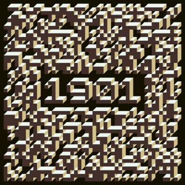 Edward Zajec 'in 1971' deki Il Cubo 'sunun uygulanması. Esasen 8 taştan oluşan bir Truchet fayans seti ve yerleştirme sanatı illüstrasyonu için kurallar