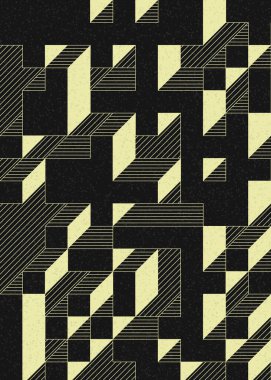 Edward Zajec 'in 1971' deki Il Cubo 'sunun uygulanması. Esasen 8 taştan oluşan bir Truchet fayans seti ve yerleştirme sanatı illüstrasyonu için kurallar