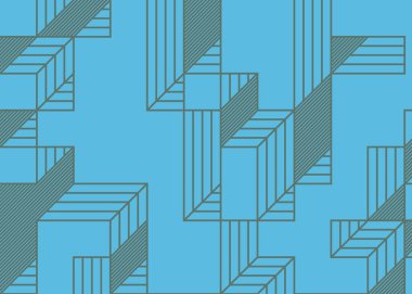 Edward Zajec 'in 1971' deki Il Cubo 'sunun uygulanması. Esasen 8 taştan oluşan bir Truchet fayans seti ve yerleştirme sanatı illüstrasyonu için kurallar