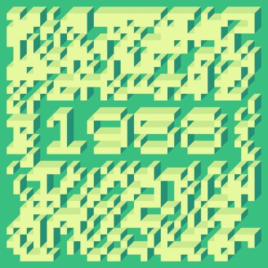 Edward Zajec 'in 1971' deki Il Cubo 'sunun uygulanması. Esasen 8 taştan oluşan bir Truchet fayans seti ve yerleştirme sanatı illüstrasyonu için kurallar