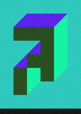 Edward Zajec 'in 1971' deki Il Cubo 'sunun uygulanması. Esasen 8 taştan oluşan bir Truchet fayans seti ve yerleştirme sanatı illüstrasyonu için kurallar