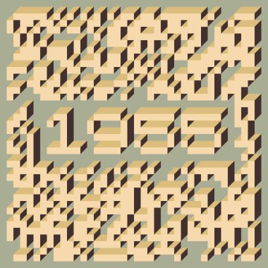 Edward Zajec 'in 1971' deki Il Cubo 'sunun uygulanması. Esasen 8 taştan oluşan bir Truchet fayans seti ve yerleştirme sanatı illüstrasyonu için kurallar