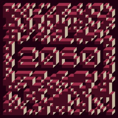 Edward Zajec 'in 1971' deki Il Cubo 'sunun uygulanması. Esasen 8 taştan oluşan bir Truchet fayans seti ve yerleştirme sanatı illüstrasyonu için kurallar