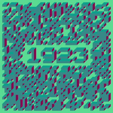 Edward Zajec 'in 1971' deki Il Cubo 'sunun uygulanması. Esasen 8 taştan oluşan bir Truchet fayans seti ve yerleştirme sanatı illüstrasyonu için kurallar