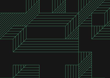 Edward Zajec 'in 1971' deki Il Cubo 'sunun uygulanması. Esasen 8 taştan oluşan bir Truchet fayans seti ve yerleştirme sanatı illüstrasyonu için kurallar