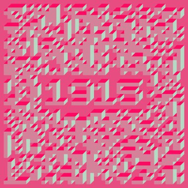 Edward Zajec 'in 1971' deki Il Cubo 'sunun uygulanması. Esasen 8 taştan oluşan bir Truchet fayans seti ve yerleştirme sanatı illüstrasyonu için kurallar